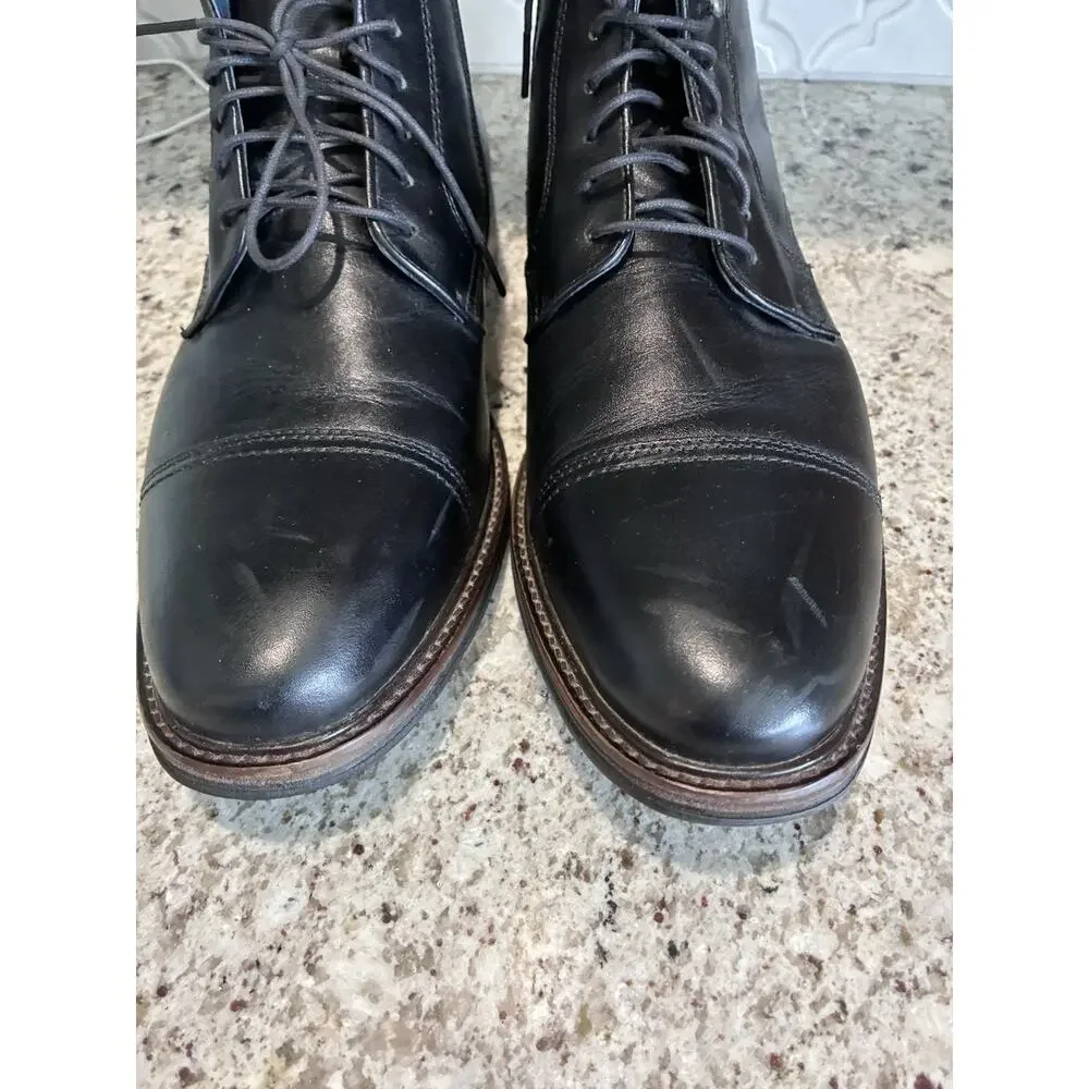 Johnston & Murphy Boots Mens 12M XC Flex Raleigh Cape Toe Boot Black Sheepskin